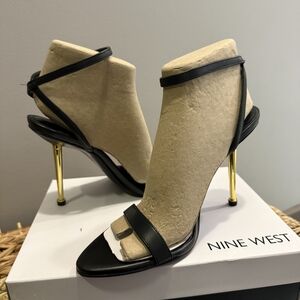 Nine West Black Heels with Gold Stiletto